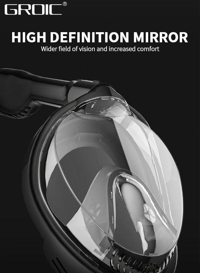 Full Face Snorkel Mask for Adults with Latest Dry Top System, Foldable 180 Degree Panoramic View Snorkeling Mask with Camera Mount, Safe Breathing, Anti-Leak&Anti-Fog, Adjustable Straps