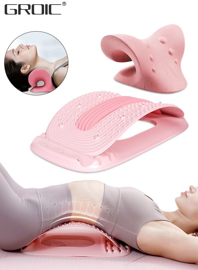 Back Stretcher and Neck Stretcher for Pain Relief, Multi-Level Magnetic Therapy Back Cracker Device Back Arch Stretcher, Ergonomic Neck Cervical Traction Device Chiropractic Pillow