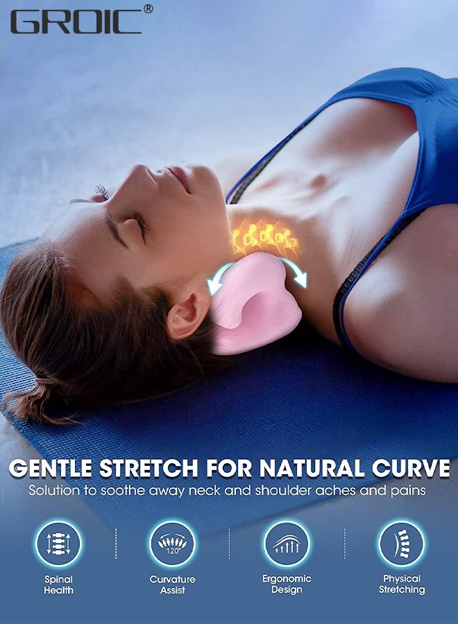 Back Stretcher and Neck Stretcher for Pain Relief, Multi-Level Magnetic Therapy Back Cracker Device Back Arch Stretcher, Ergonomic Neck Cervical Traction Device Chiropractic Pillow