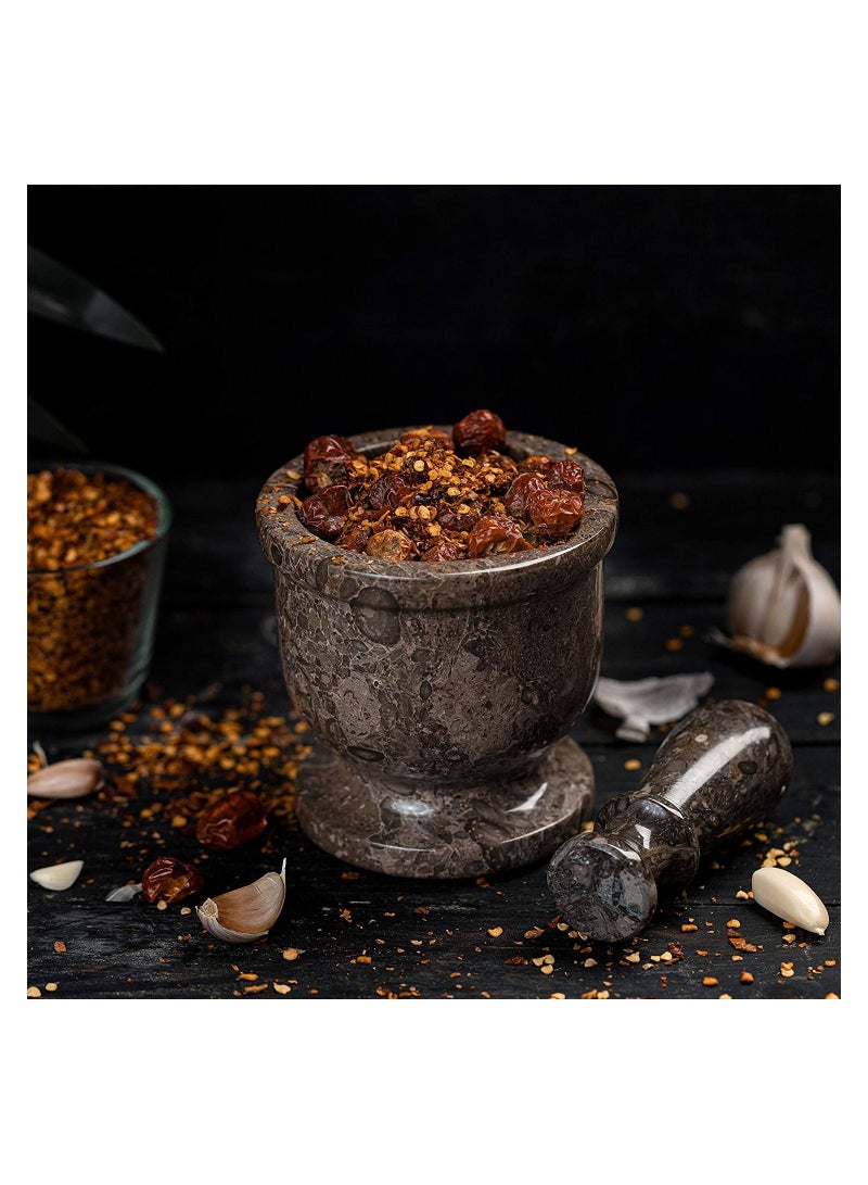 Handmade Oceanic 4 Inches Mortar  And Pestle Granite Marble Crusher