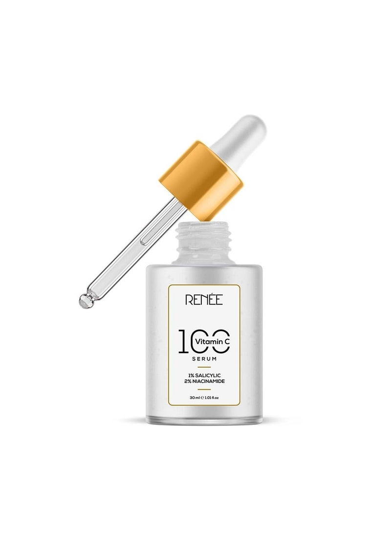 RENEE 15% Vitamin C 1% Salicylic and 2% Niacinamide Face Serum for Glowing Skin  Reduces Dark Spots  Acne Fine Lines and Wrinkles  Smoothens Brightens and Evens Out  for All Skin Type   30 Ml