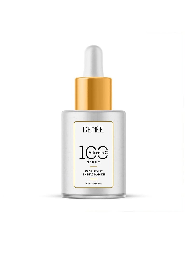 RENEE 15% Vitamin C 1% Salicylic and 2% Niacinamide Face Serum for Glowing Skin  Reduces Dark Spots  Acne Fine Lines and Wrinkles  Smoothens Brightens and Evens Out  for All Skin Type   30 Ml