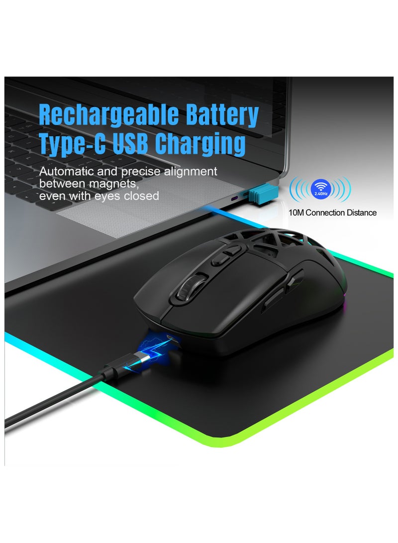 HXSJ New T26 Dual-Mode Wireless Mouse RGB Backlight 4800dpi built-in 650mAh rechargeable battery BT5.1