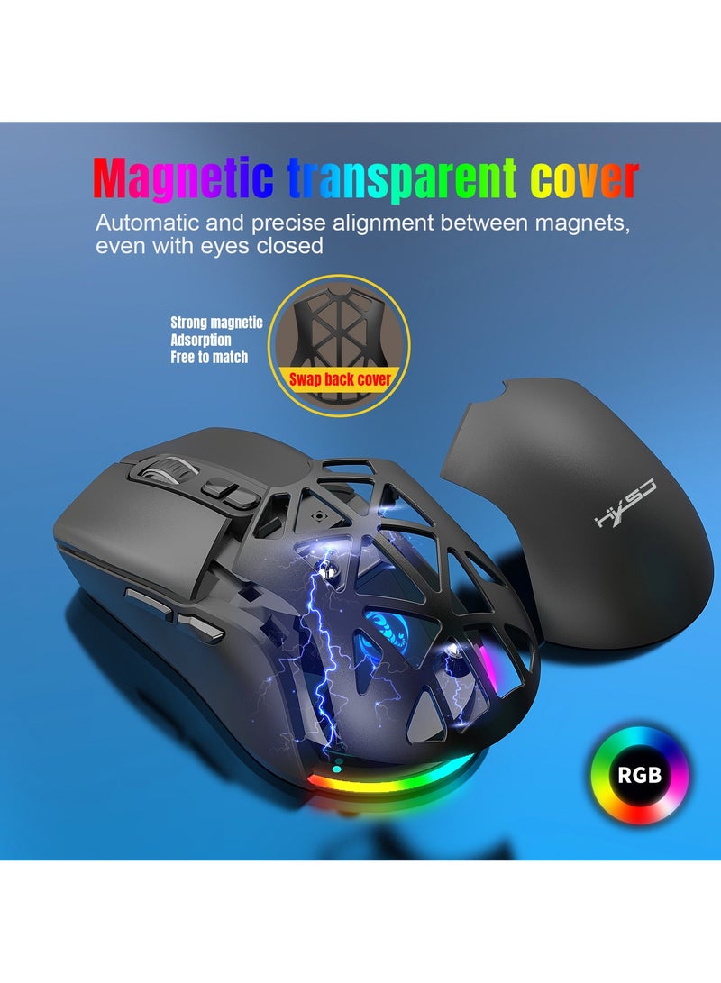 HXSJ New T26 Dual-Mode Wireless Mouse RGB Backlight 4800dpi built-in 650mAh rechargeable battery BT5.1