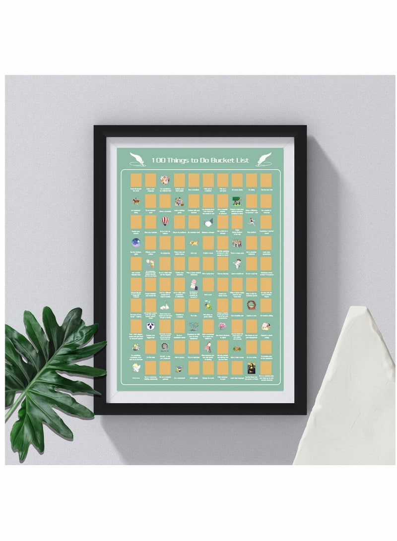 Scratch Off Poster, KASTWAVE 100 Things To Do Bucket List Scratch Off Poster, 100 Dates Bucket List Scratch Poster for Room Decor, Easy to Scrape Down 24 x 16 inches