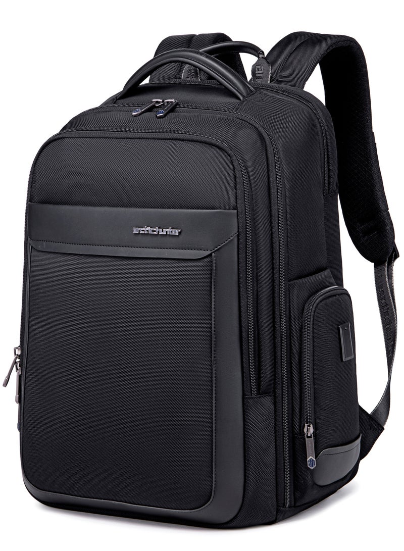 Water Resistant Lightweight Laptop Backpack with USB Headphone Jack for Men and Women to Office Casual Travel B00544 Black