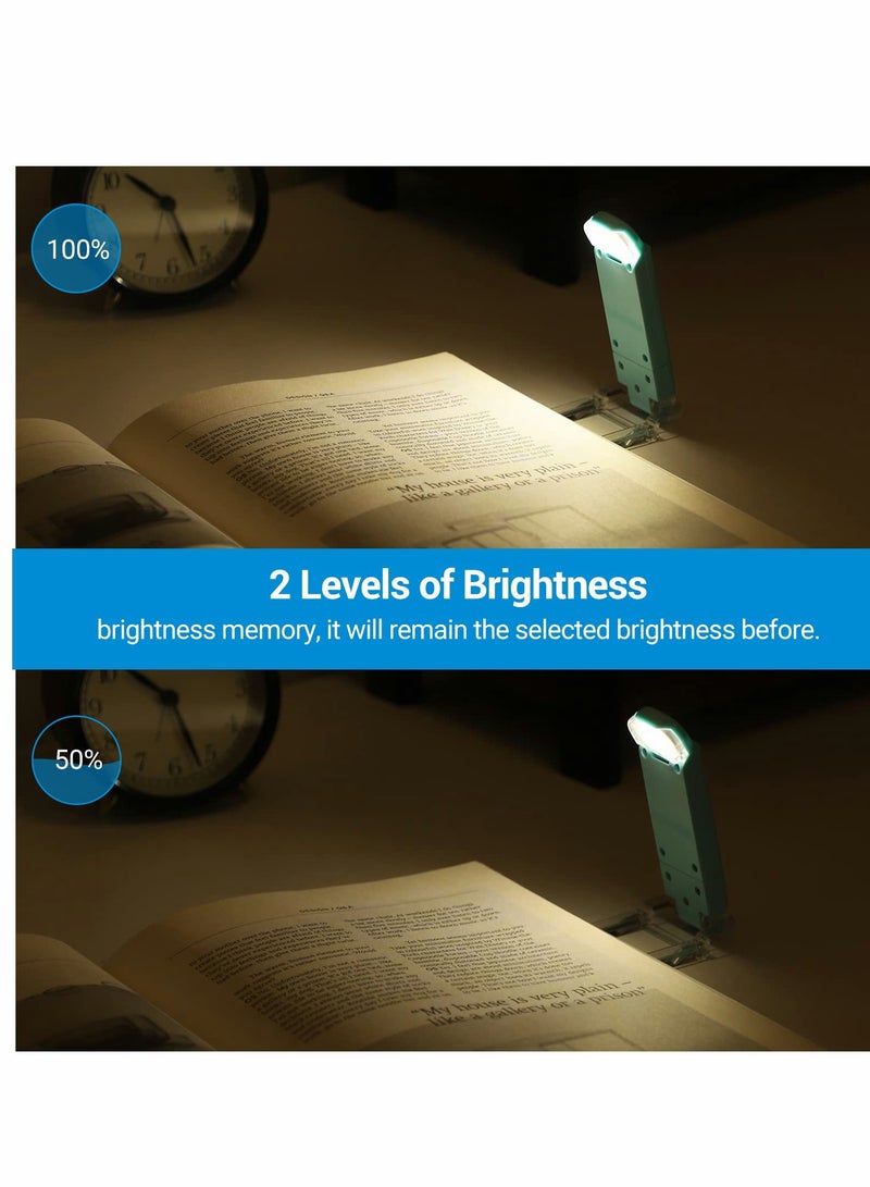 Book Reading Light, USB Rechargeable Books for in Bed, Blue Blocking, 2 Brightness Levels, LED Clip On Lights with Kids Eye Protection