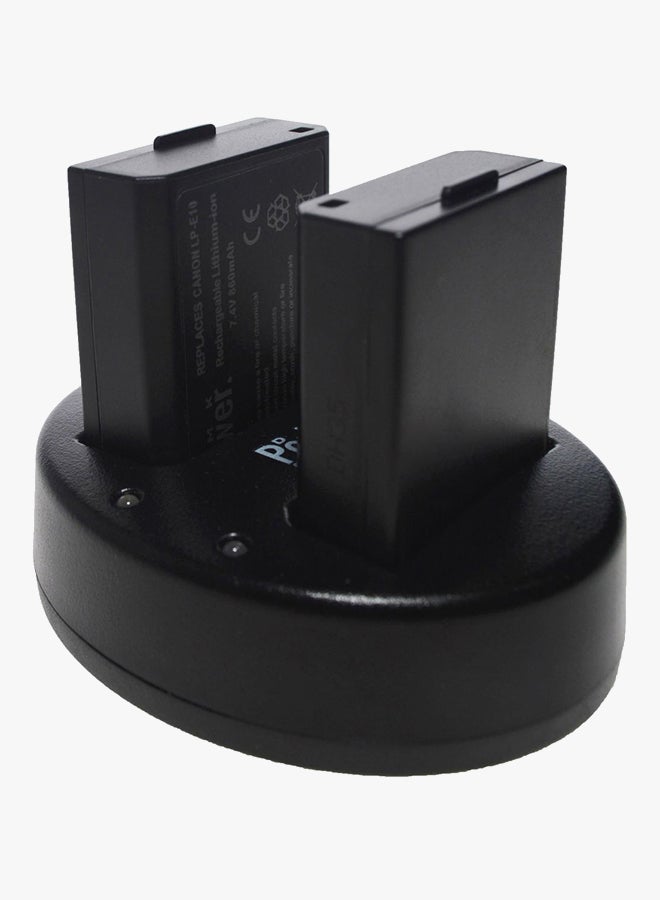 Power Lp-E10 Double Usb Battery Charger For Canon 1300D 1200D 1100D, K**s X50 . Cameras Black