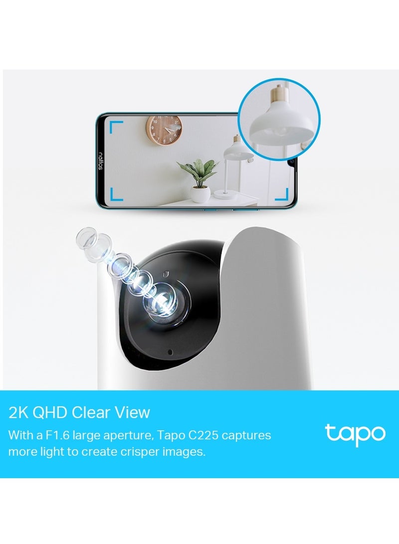 Tapo C225 2K QHD Pan/Tilt Security Camera, AI Detection, Privacy Protection, Starlight Sensor, 2-way Audio,  Night Vision, Cloud And SD Card Storage, Works With Alexa