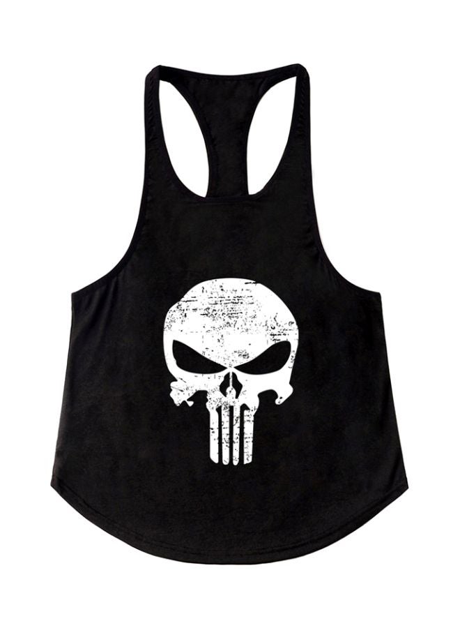 The Punisher Skull Printed Y-Back Training Vest Black/White