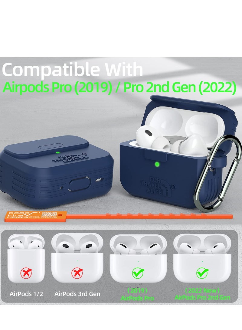 Headphone Protective Cover, Compatible with AirPods Pro 2nd/1st Generation Case Cover, Rugged Military Grade Protective Cover, with Apple AirPods Pro 2022/2019 Charging Case (Navy Blue)