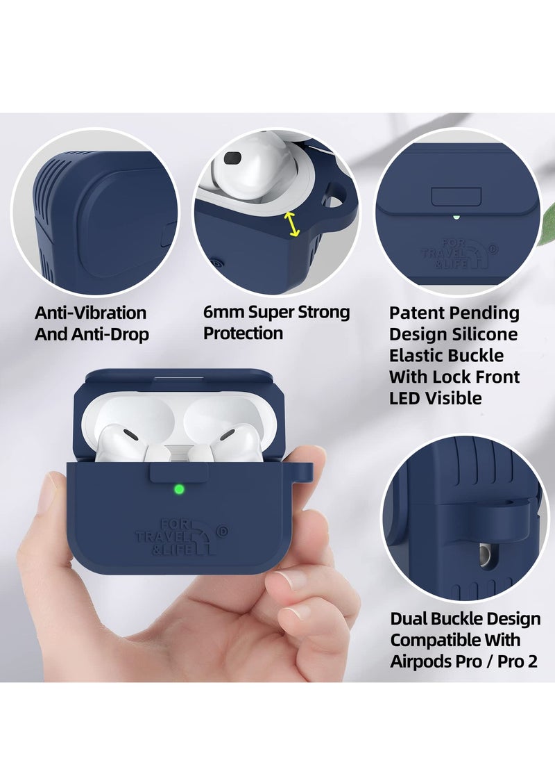 Headphone Protective Cover, Compatible with AirPods Pro 2nd/1st Generation Case Cover, Rugged Military Grade Protective Cover, with Apple AirPods Pro 2022/2019 Charging Case (Navy Blue)