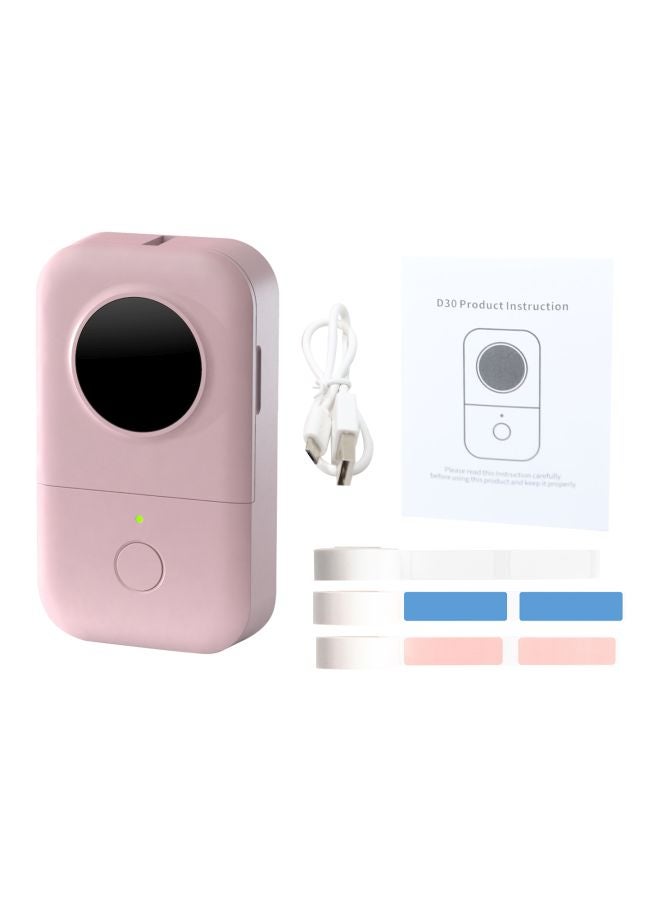 Portable Wireless Label Thermal Printer 13.1x7.5x2.9cm Pink/Black