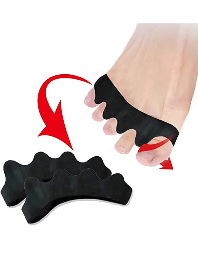 Toe Separators Spacers, Use for Health Beauty Pedicures, Plantar Fasciitis, Hammer Toes, Claw Toes Other Foot Conditions, Pedicures for Men and Women 2Pcs Black