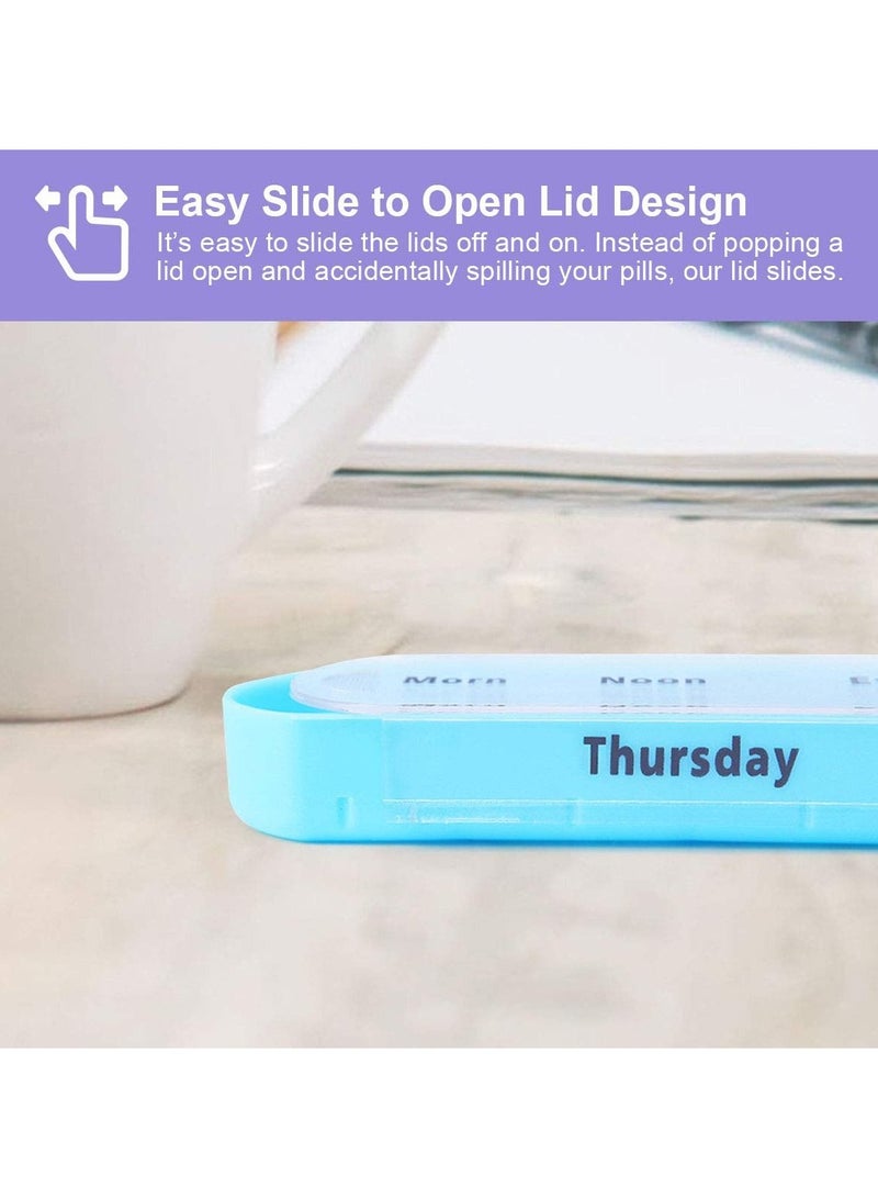 Rainbow Medicine Box, Pill Seven Day Notebook Portable Storage Box, Suitable for Pills, Vitamins/Fish Oil/Tonic Travel, Work Drug Management Container (Pill Box with Leather case)