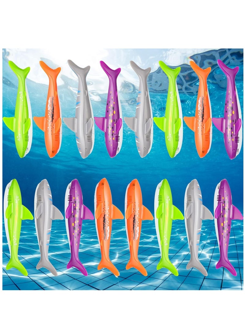 Diving Torpedo Pool Toy, Underwater Diving Toy for Kids Gliding up to 20 Feet Throwing Diving Toys Shark Torpedo Swimming Toys, Sinking Torpedo for Under The Sea Party 16 Pcs