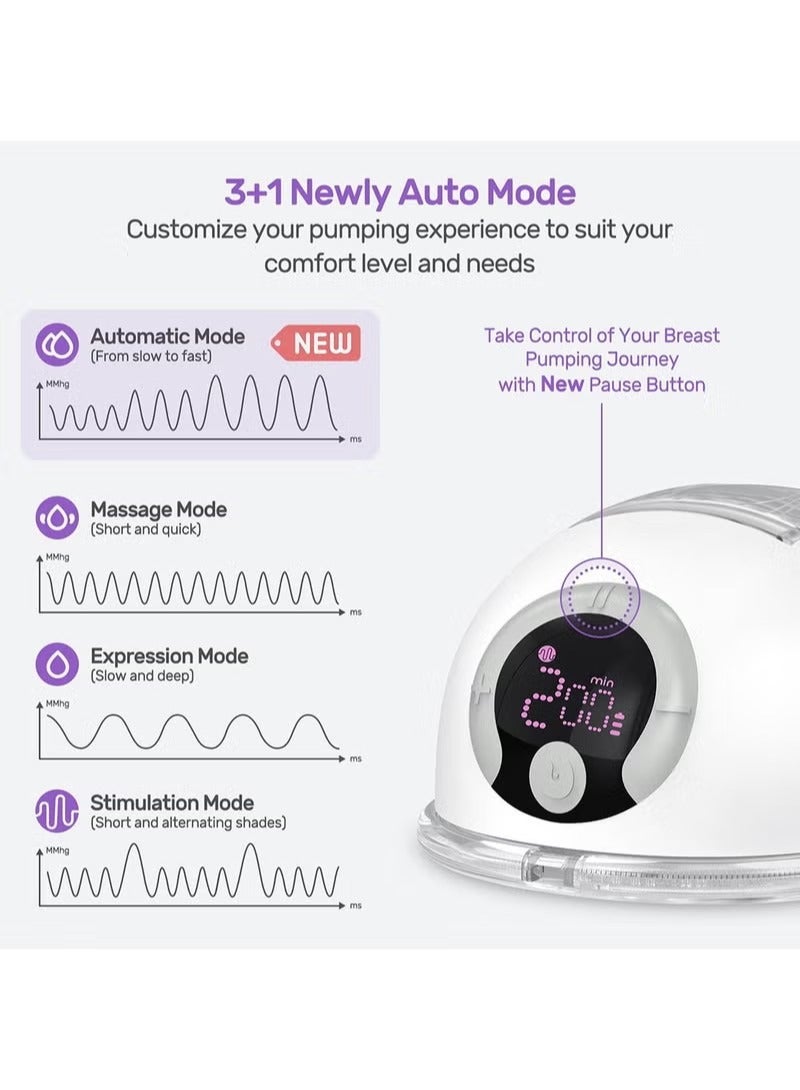 Wearable Breast Pump Hands Free Breast Pump With 4 Mode Lcd Display 24mm Connector