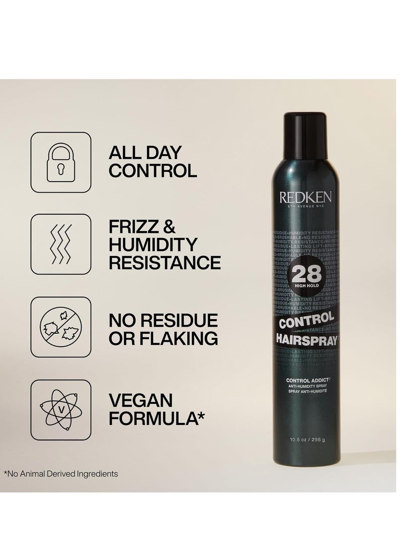 Redken Control Hairspray 28 | High-Hold Hair Spray for Women | Flake-Free, Quick-Dry Finish | Long-Lasting Frizz Protection | Humidity Resistance | 24 Hour Style Control | For All Hair Types