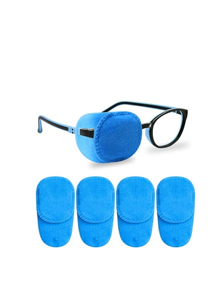 4 Pack Eye Patches for Kids Girls Boys, Right & Left Eye Patch for Glasses, Lazy Eye Patch for Children Treating Lazy Eye Amblyopia Strabismus and After Surgery 10 x 5cm Full Coverage (Blue)