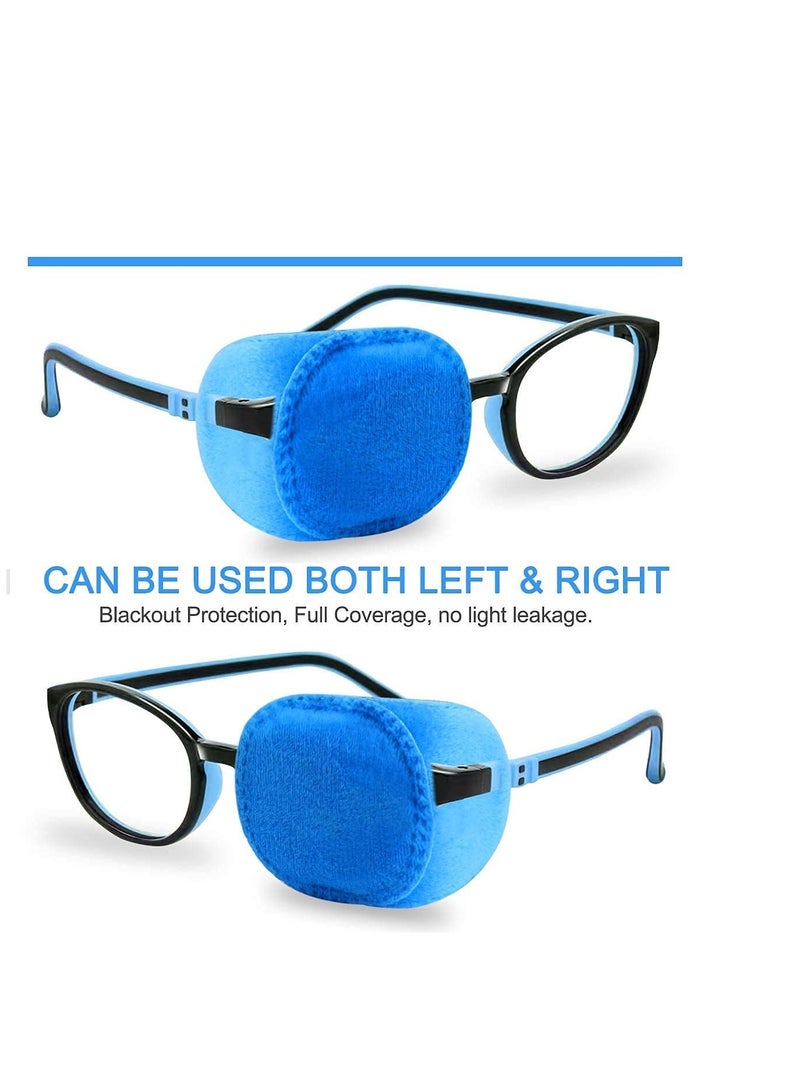 4 Pack Eye Patches for Kids Girls Boys, Right & Left Eye Patch for Glasses, Lazy Eye Patch for Children Treating Lazy Eye Amblyopia Strabismus and After Surgery 10 x 5cm Full Coverage (Blue)