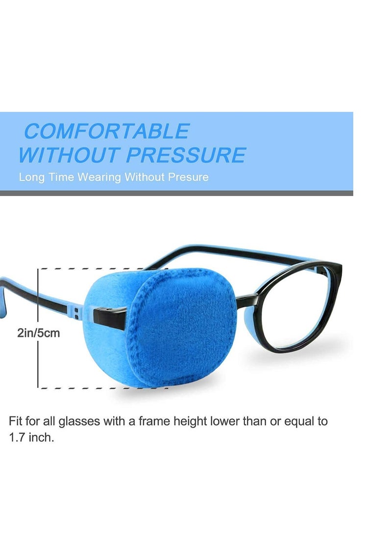 4 Pack Eye Patches for Kids Girls Boys, Right & Left Eye Patch for Glasses, Lazy Eye Patch for Children Treating Lazy Eye Amblyopia Strabismus and After Surgery 10 x 5cm Full Coverage (Blue)