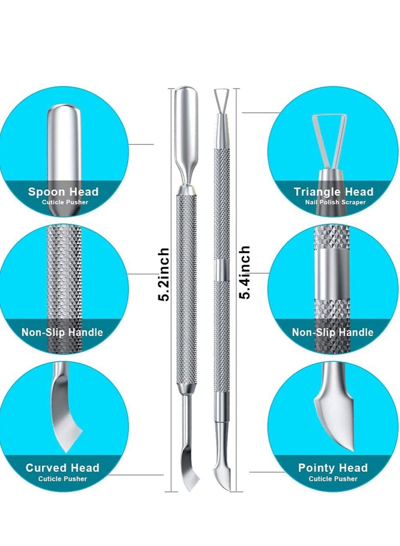 Cuticle Pusher, Cuticle Trimmer Professional Stainless Steel, Nail Cuticle Remover Tools for Fingernails and Toenails, silver, Triangle Cuticle Pusher