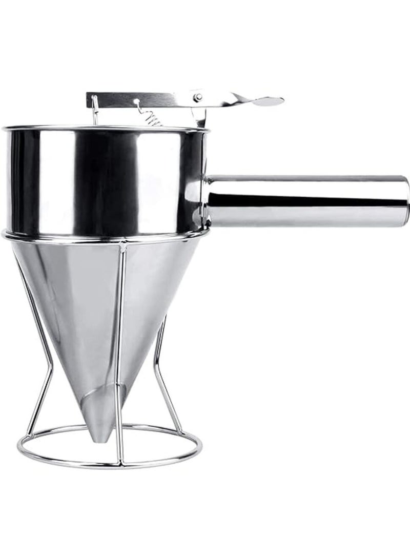 Stainless Steel Pancake Batter Dispenser, Funnel Dispenser with Stand for Takoyaki and Baking