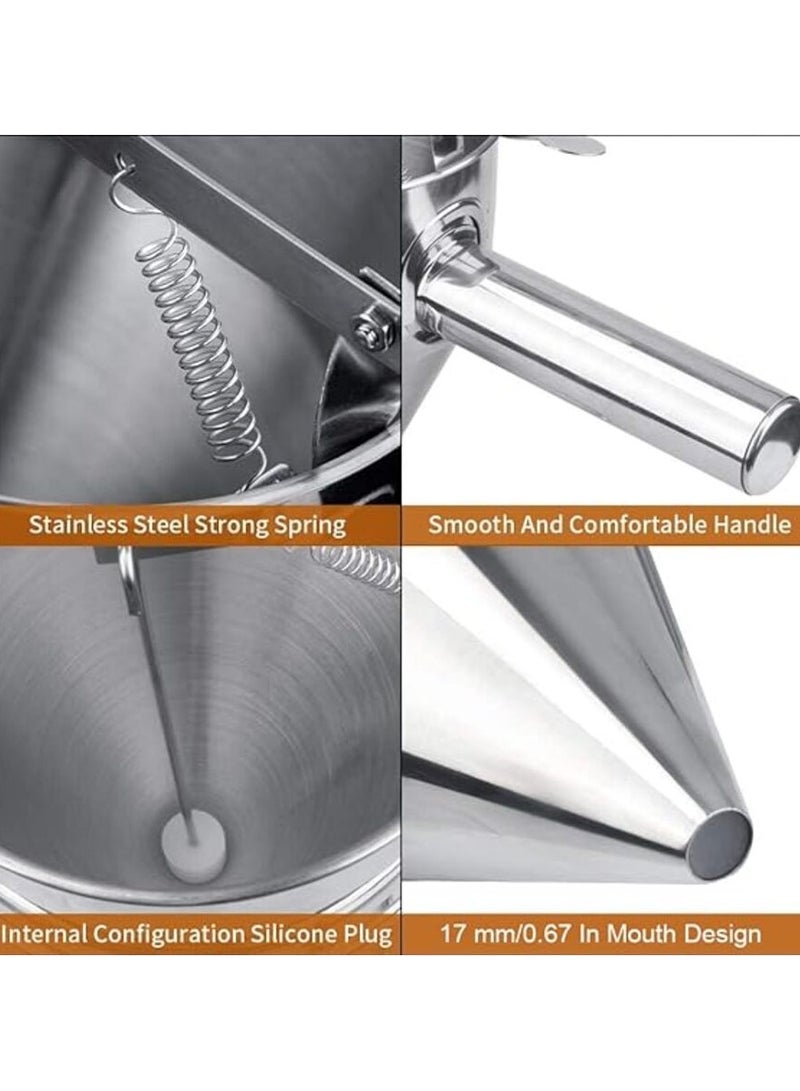 Stainless Steel Pancake Batter Dispenser, Funnel Dispenser with Stand for Takoyaki and Baking