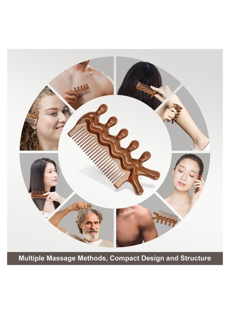 Wooden Massage Comb, Trigger Point Massage Tool, Gua Sha Scraping Scalp and Hair Massage, Scalp Stimulator, Scalp Massager, Full Body Acupressure