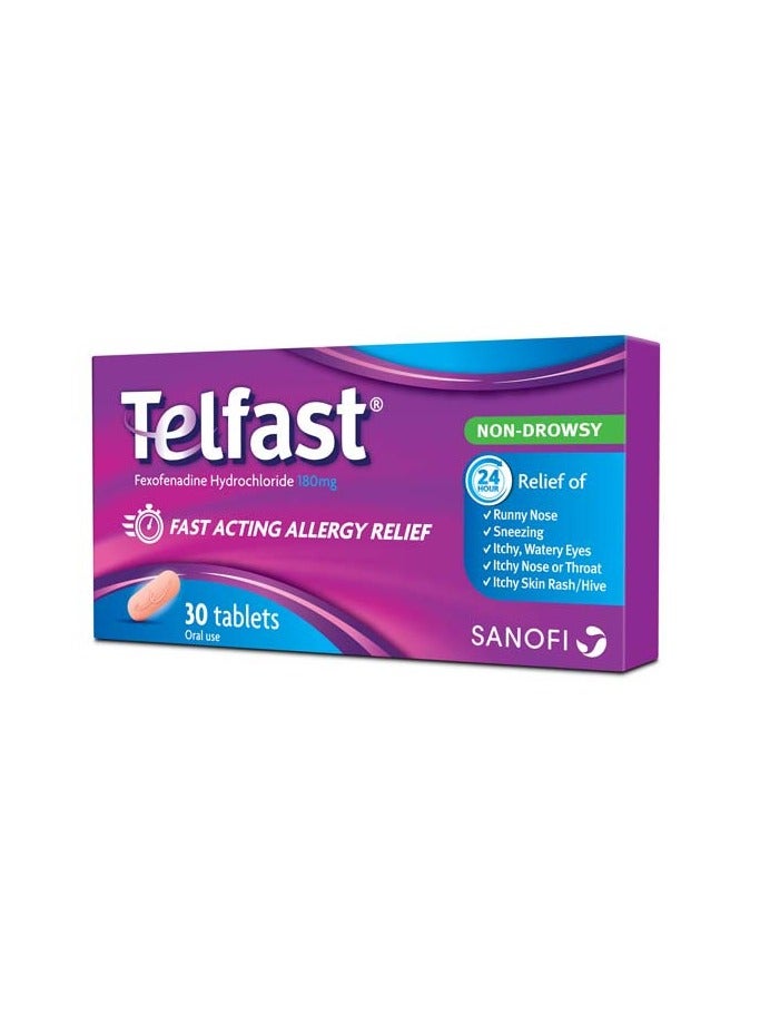 Telfast 180 mg Fast Acting Allergy Relief Tablets 30's