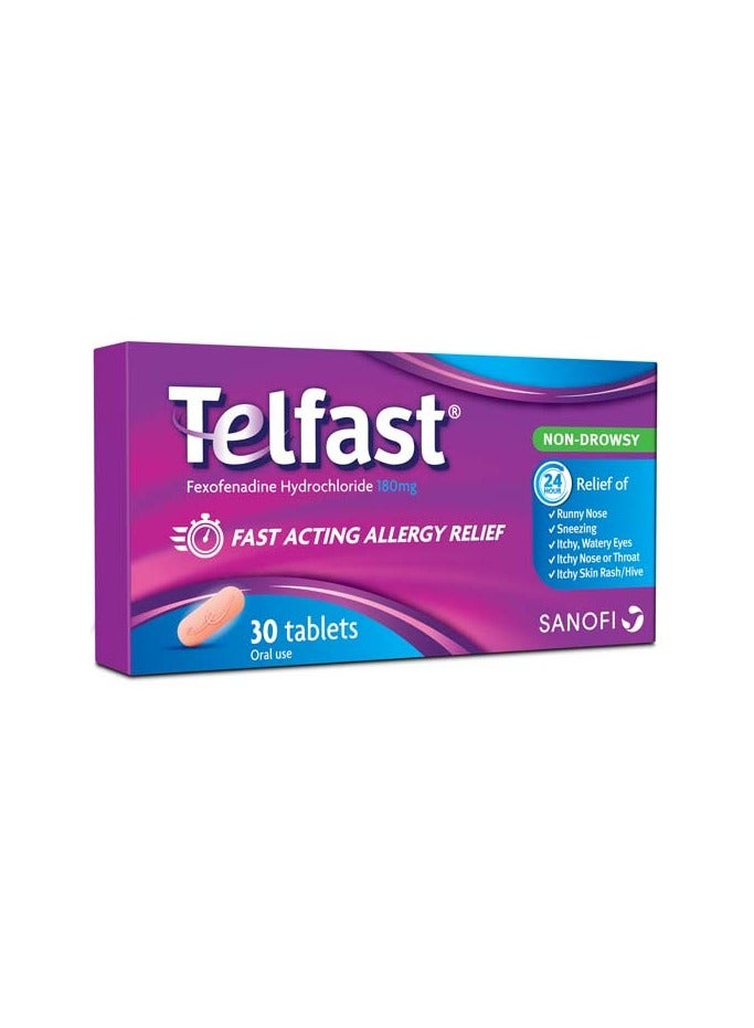 Telfast 180 mg Fast Acting Allergy Relief Tablets 30's