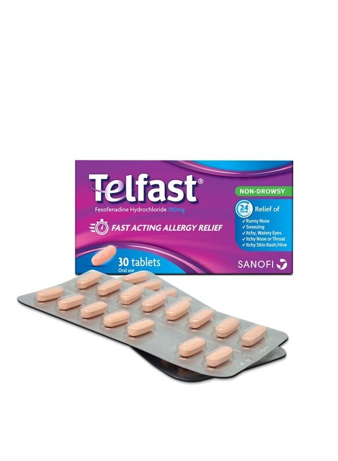Telfast 180 mg Fast Acting Allergy Relief Tablets 30's