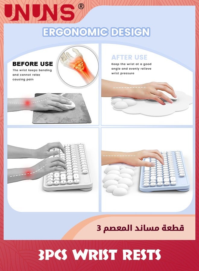 Cloud Mouse Pad With Wrist Rest And Keyboard Wrist Rest,Ergonomic Keyboard Pad Set With Memory Foam,Cute Waterproof PU Leather Mousepad With Coaster For Computer Home Office,White