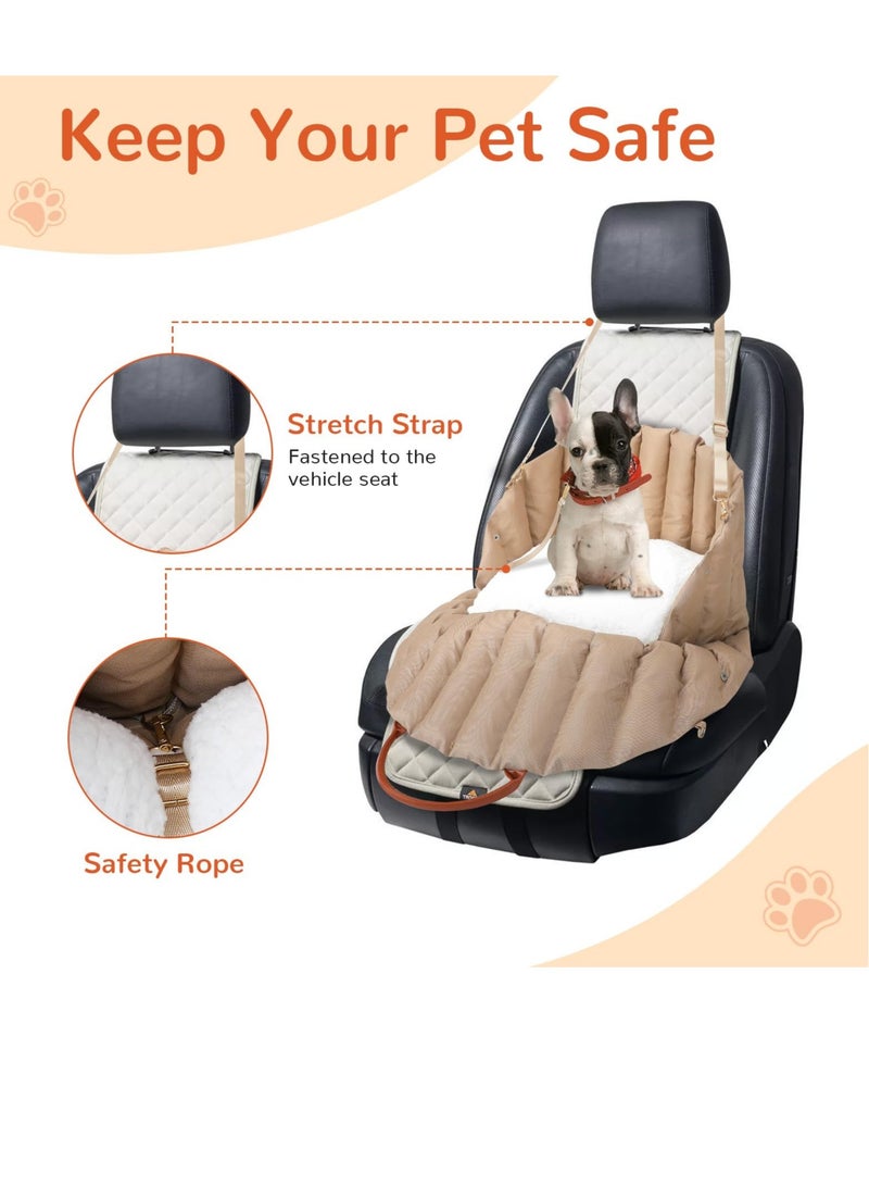 Dog Car Seat for Small & Medium Dogs, Foldable Dog Car Seat, Portable Car Seat for Dogs Cats, With Non-Slip, Booster Seat, a Pad and Safety Leash, Dog Habitat Bed for Travel Vacation