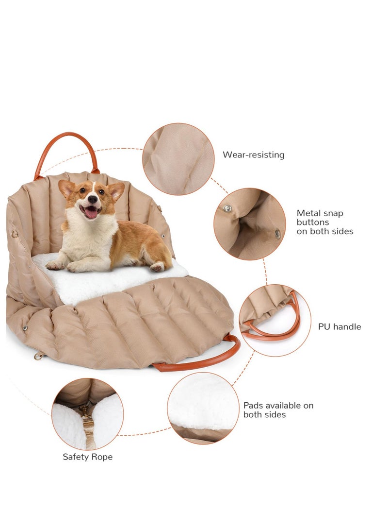 Dog Car Seat for Small & Medium Dogs, Foldable Dog Car Seat, Portable Car Seat for Dogs Cats, With Non-Slip, Booster Seat, a Pad and Safety Leash, Dog Habitat Bed for Travel Vacation