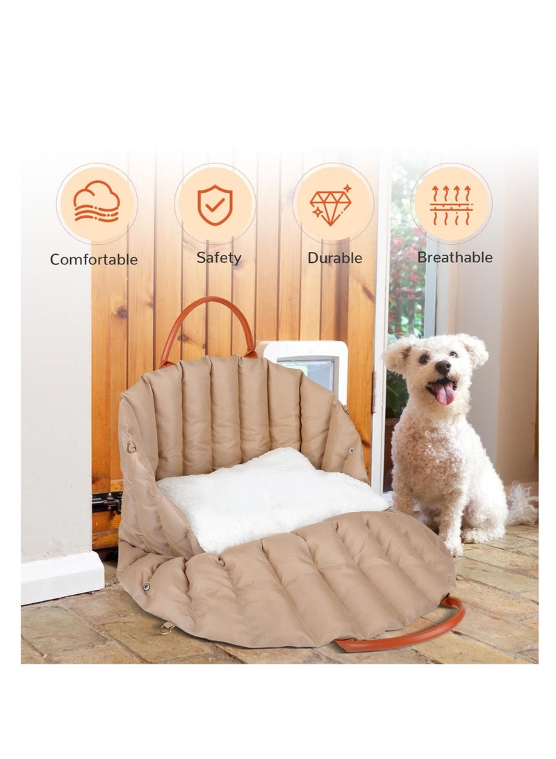 Dog Car Seat for Small & Medium Dogs, Foldable Dog Car Seat, Portable Car Seat for Dogs Cats, With Non-Slip, Booster Seat, a Pad and Safety Leash, Dog Habitat Bed for Travel Vacation