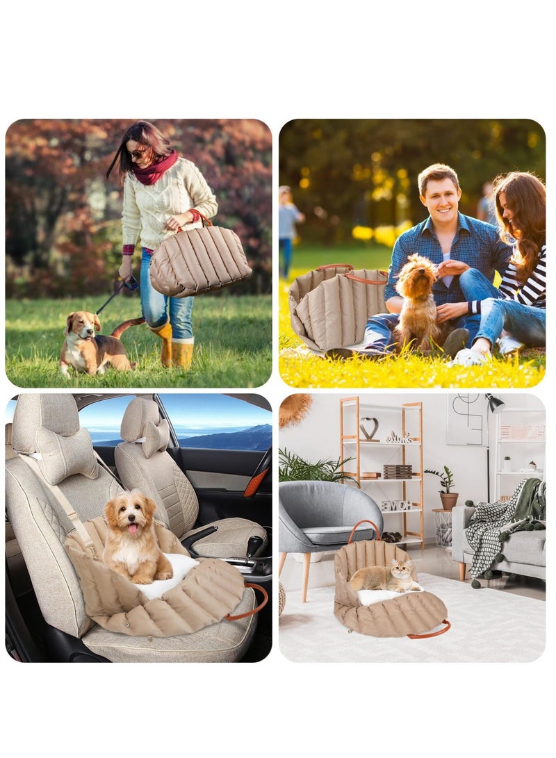 Dog Car Seat for Small & Medium Dogs, Foldable Dog Car Seat, Portable Car Seat for Dogs Cats, With Non-Slip, Booster Seat, a Pad and Safety Leash, Dog Habitat Bed for Travel Vacation