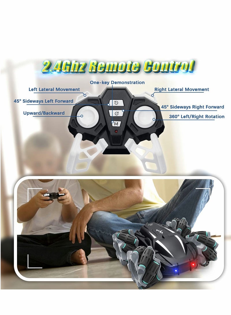 Stunt car Remote Control Car, Car Toy Double Sided Stunt Car 360° Rotation and Driftn All Terrain Remote Car with Headlights Cars Toys Gifts