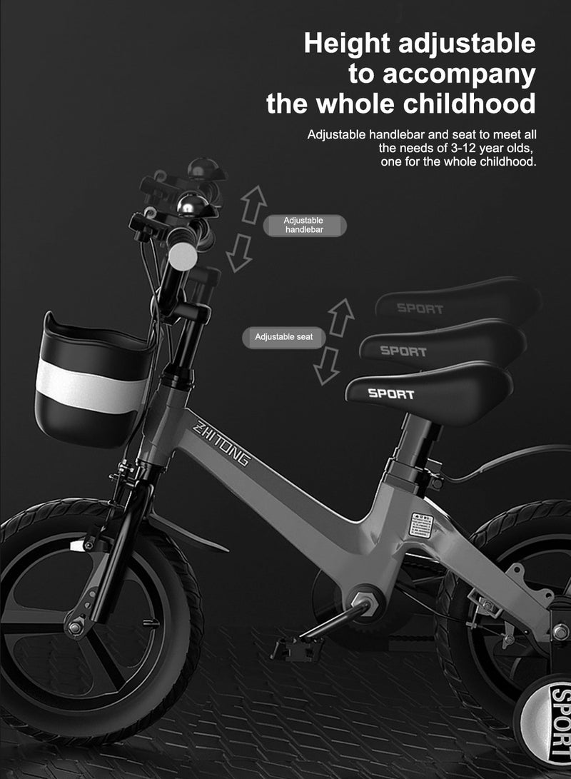 18 Inch Kids Bike Magnesium Alloy Kids' Bike Children's Bicycle For 7-9 Years Old Girls And Boys With Training Wheels Sensitive Brakes Wear-Resistant Tires Safe and Stable