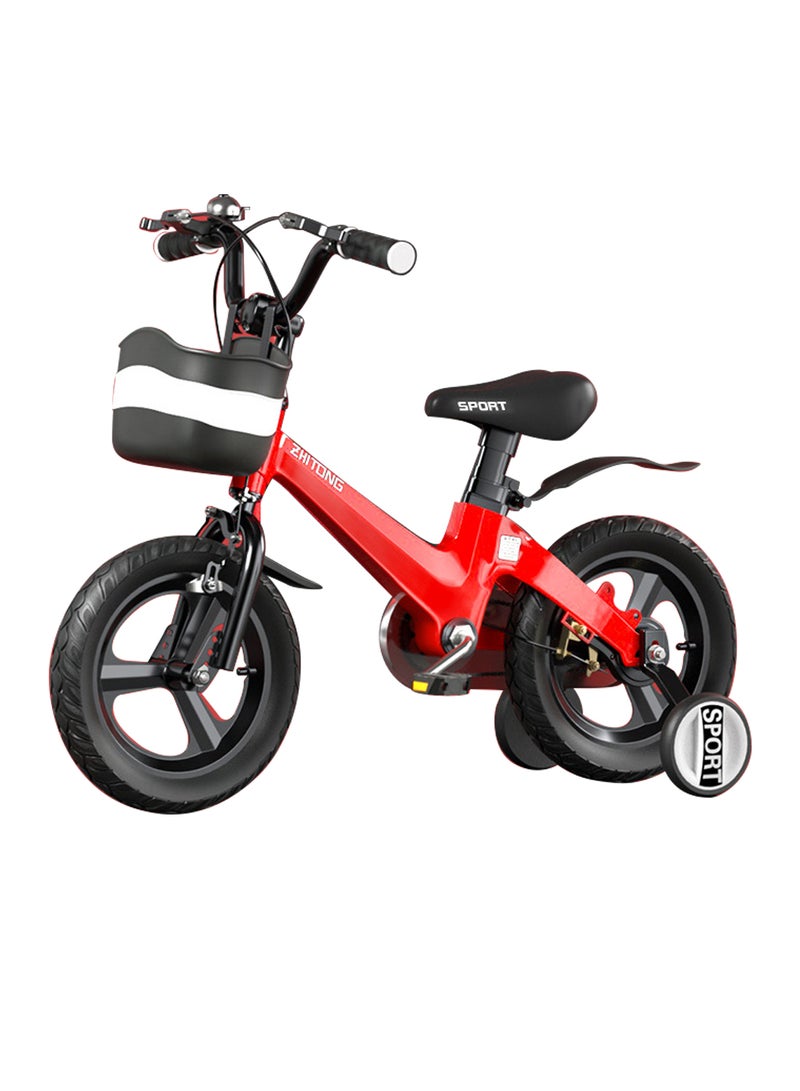 12 Inch Kids Bike Magnesium Alloy Kids' Bike Children's Bicycle For 2-4 Years Old Girls And Boys With Training Wheels Sensitive Brakes Wear-Resistant Tires Safe and Stable