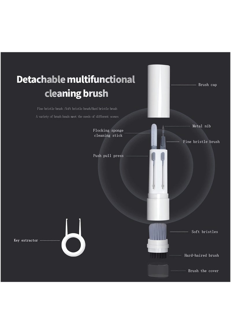 6 in 1 Cleaner Kit for Airpods 1 2 3 Pro Headphones Earbuds and Case & Keyboard Cleaner Kit with Brush and Soft Flocking Pen, Multi-Function Cleaner Kit for Earphones Keyboard Phone Camera