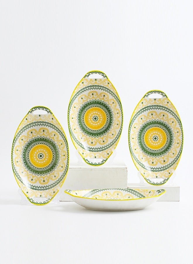 4-Piece Hand Painted Dinner Plates Multicolour 27.8x16x5cm