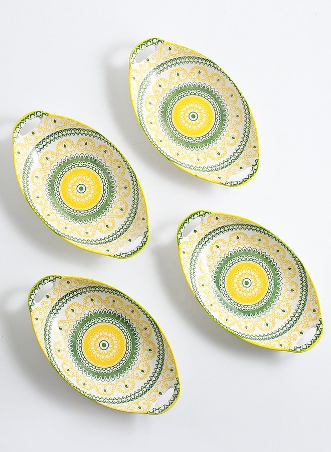 4-Piece Hand Painted Dinner Plates Multicolour 27.8x16x5cm