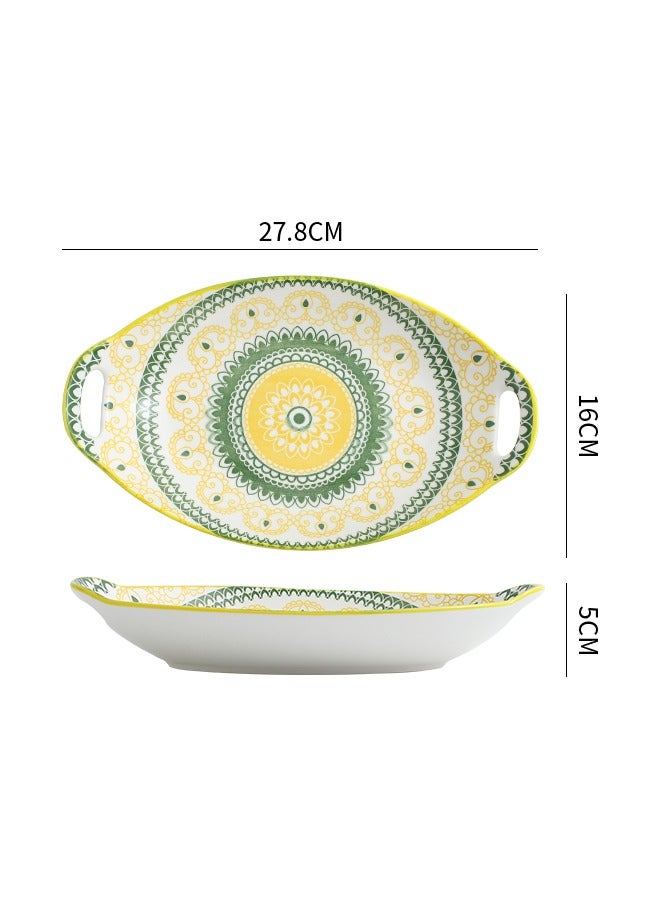 4-Piece Hand Painted Dinner Plates Multicolour 27.8x16x5cm