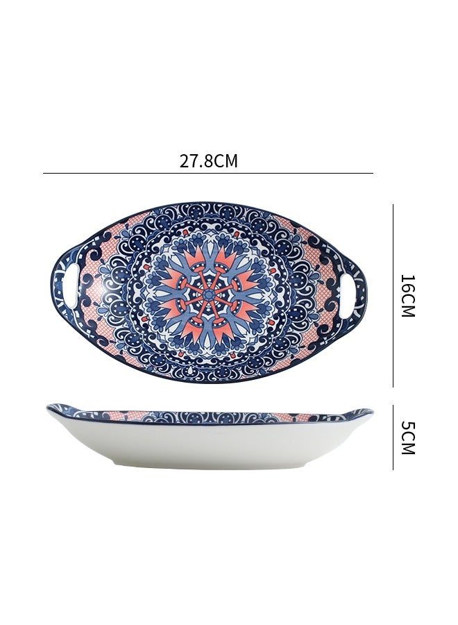 4-Piece Hand Painted Dinner Plates Multicolour 27.8x16x5cm