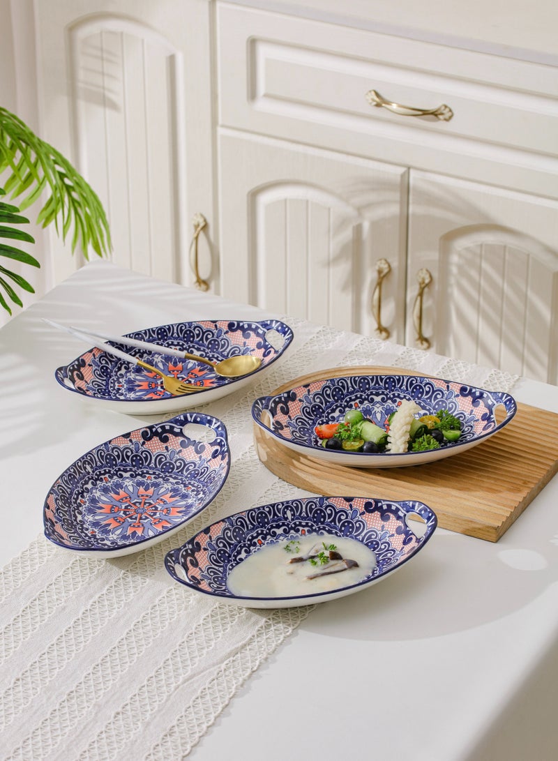 4-Piece Hand Painted Dinner Plates Multicolour 27.8x16x5cm