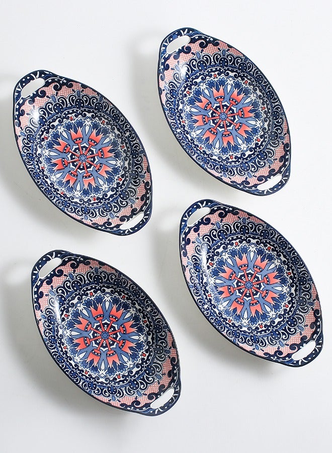 4-Piece Hand Painted Dinner Plates Multicolour 27.8x16x5cm