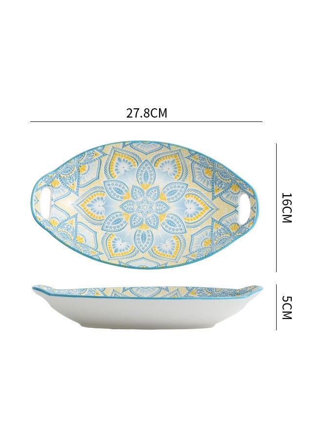 4-Piece Hand Painted Dinner Plates Multicolour 27.8x16x5cm