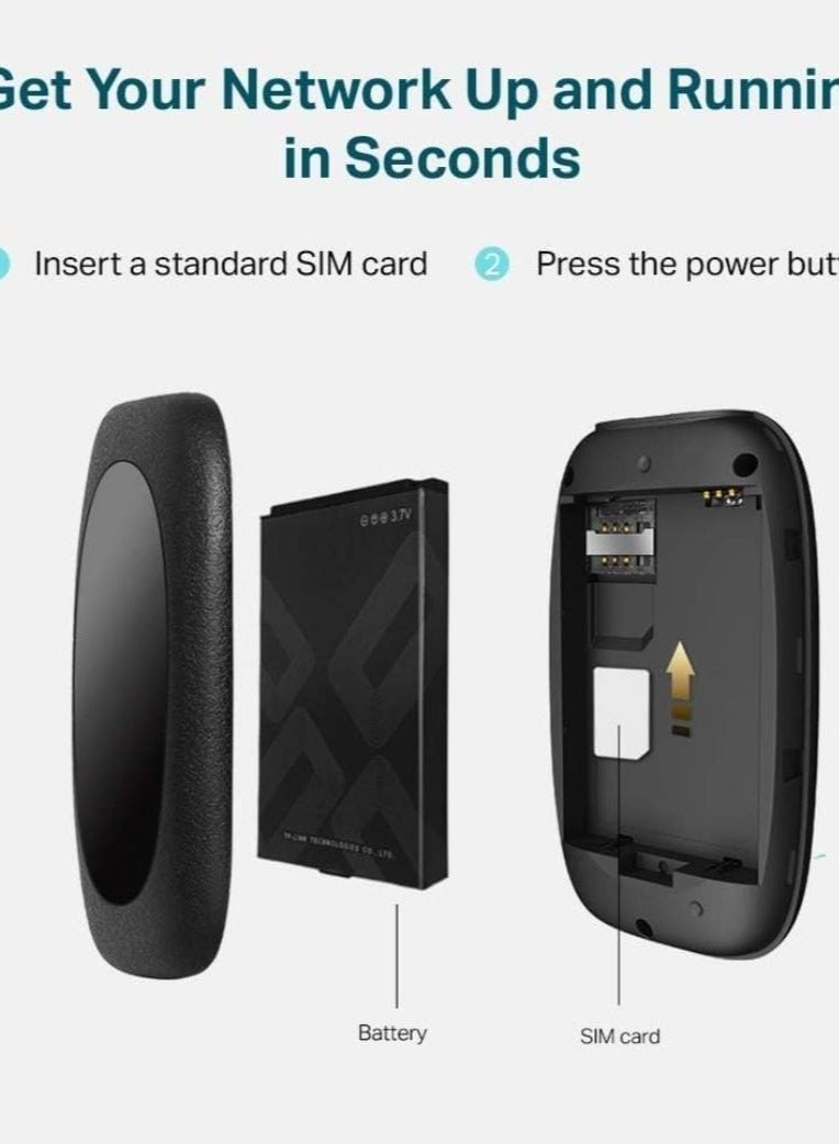 4G LTE 150Mbps Mobile Wi Fi M7200 Mobile Hot Spot, Plug n Play 150Mbps 4G FDD TDD LTE, Upto 10 Devices, 2000mAh Battery Compatible with All Sim Cards, Black