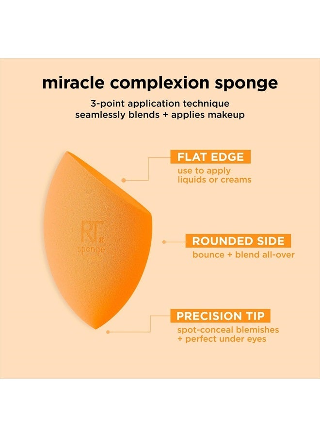 Miracle Complexion Sponge Set 4 Pack, Makeup Blender Sponge For Liquid & Cream Makeup, Buildable Coverage, Foundation Sponge For Natural Base, Mother's Day Gift Set, Latex-Free Foam